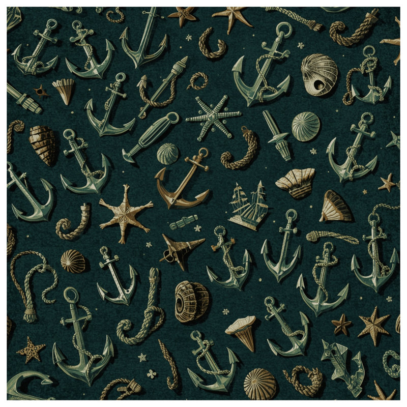 Nautical Anchors Shells Double Sided Throw Pillows, 14 x 14 inches