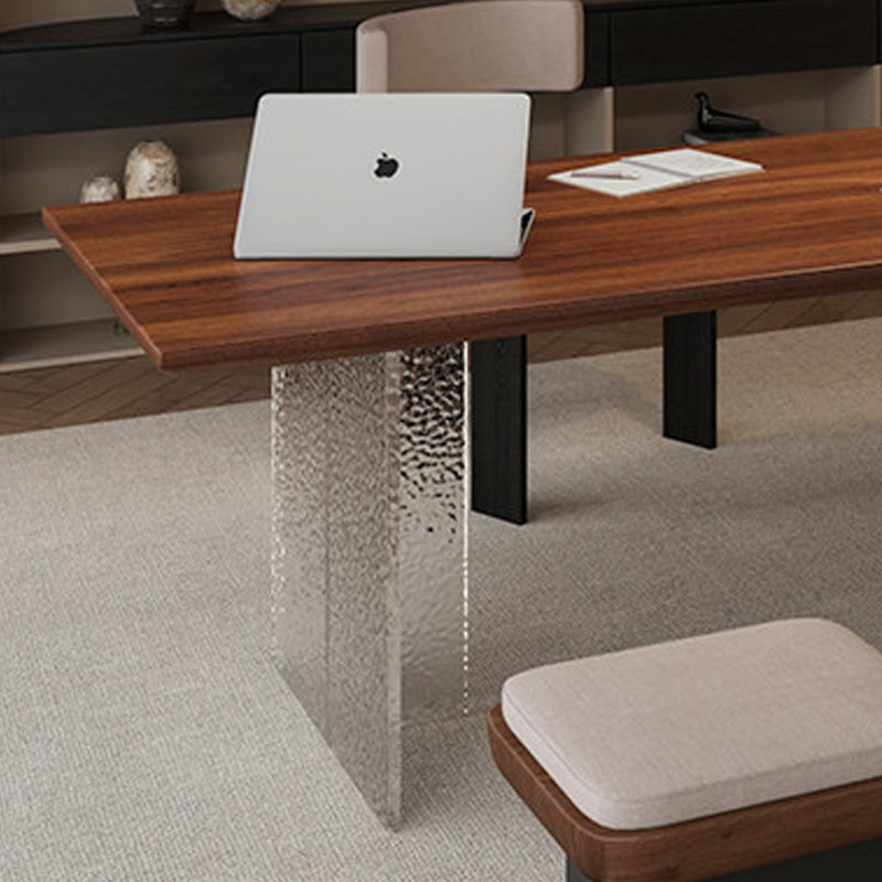 Bureau multifonctionnel haut de gamme en noyer acrylique, H 29,52 po x l 39,37 po x P 19,68 po