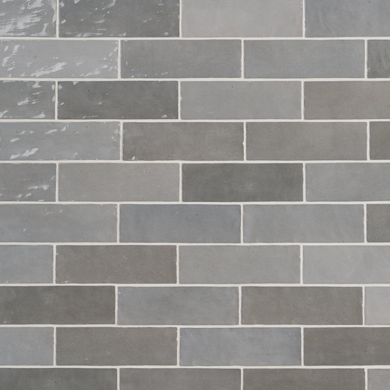 Carrelage mural en céramique émaillée 3 po x 8 po Karma (38 pièces 5,38 pieds carrés / caisse), Gris
