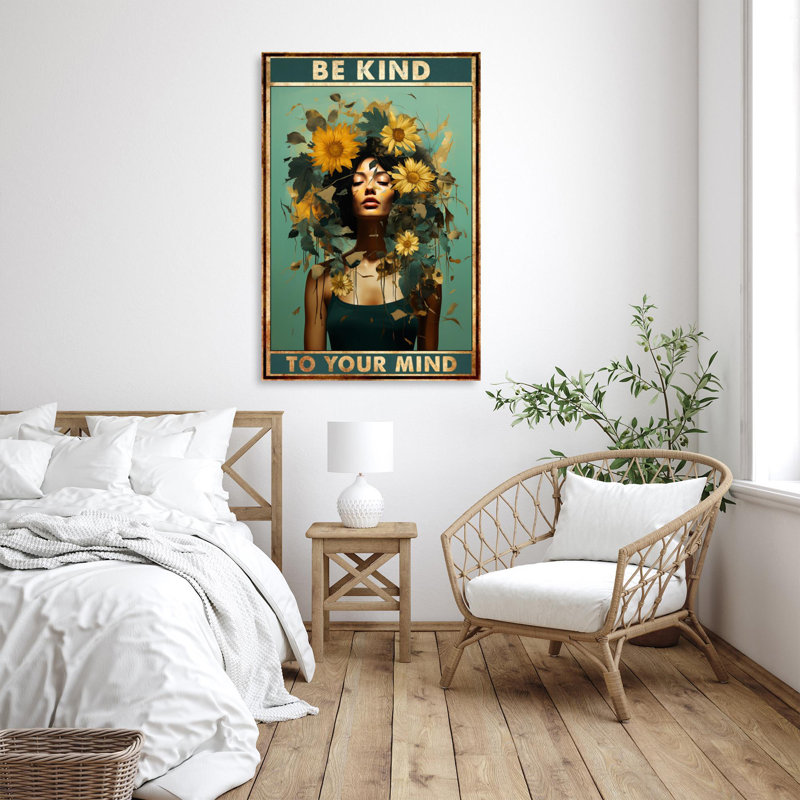 Liltricia Sunflowers Be Kind To Your Mind - Wrapped Canvas Print, 36" H x 24" W x 1.25" D