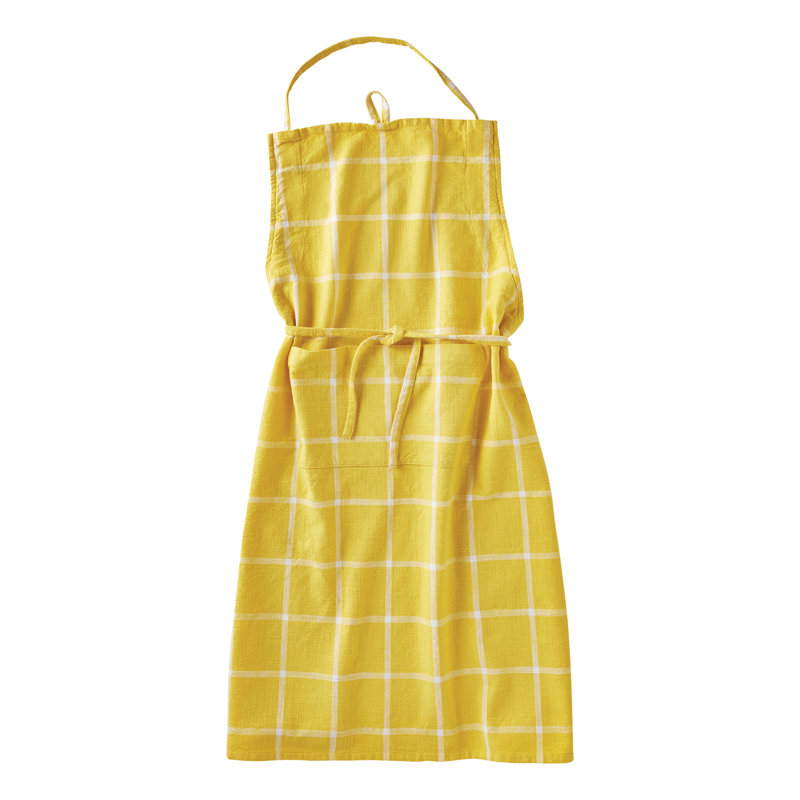Ophelia & Co. Classic Check Slub Apron Dark Green, Yellow