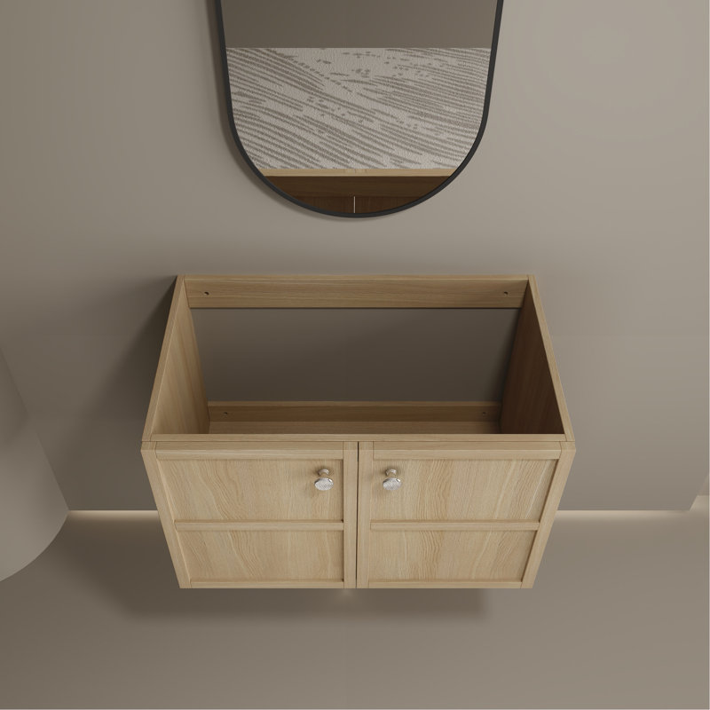 Wall-Mounted Bathroom Vanity, 2-Soft Closing Door, Plywood (Excluding Sink)