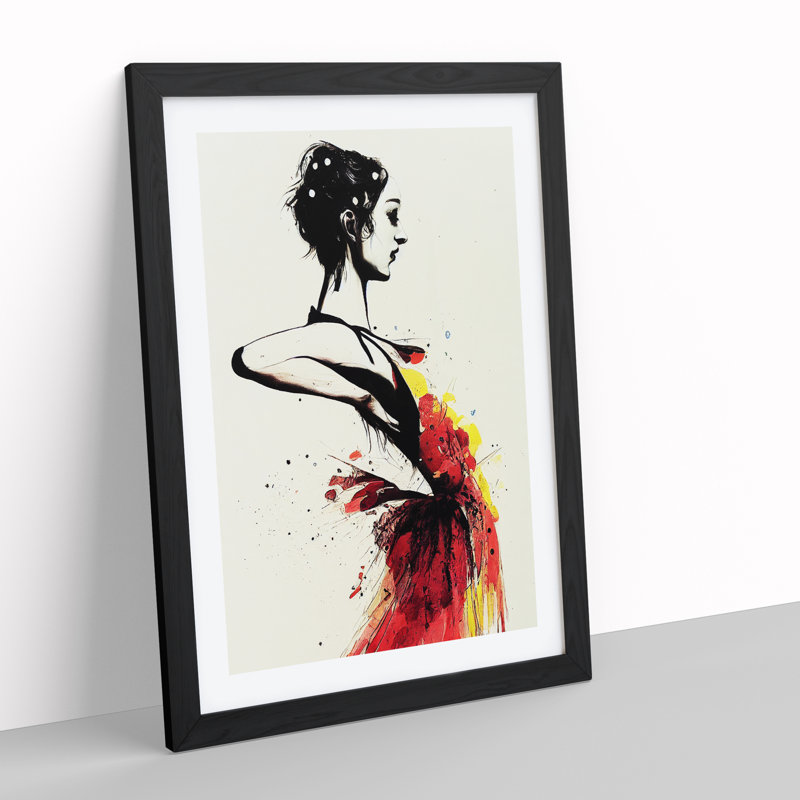 Artistic Woman - Single Picture Frame Painting, 34cm H x 25cm W x 2cm D, Black 