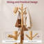 Portemanteaux en bois massif, 10 crochets, beige-983984720