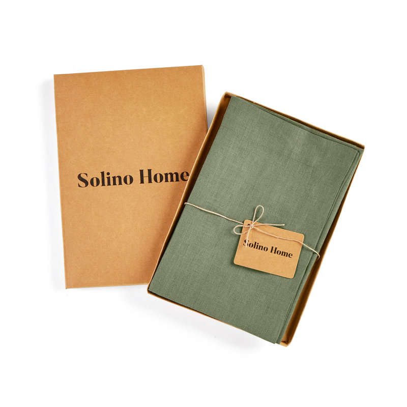 100% Pure Linen Dinner Napkins - Fete, Oil Green
