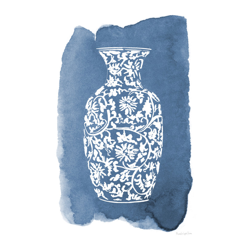 "Vase chinois II" par Mercedes Lopez Charro - reproduction d'art sur toile tendue, H 18 po x l 12 po