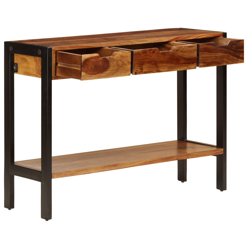 Sideboard with 3 Drawers 43.3" x 13.8" x 29.5" Solid Sheesham Wood, Brown