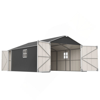 12x20 FT Shed Outdoor Metal Garage Shed with Spacious 1810 CUFT Capacity, Durable Double-Door Design, All-Weather Protection for Secure Vehicle and Equipment Storage