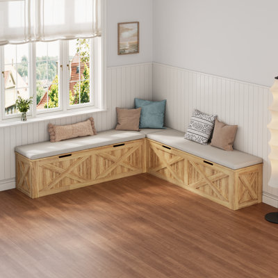 Banc de coin-repas de cuisine avec coussins, banc de rangement en L en forme de coin, bancs de salle à manger rabattables en bois avec rangement caché, pour coin lecture, entrée