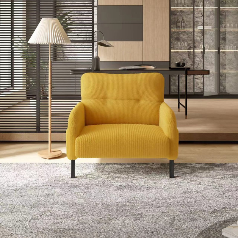 Fauteuil d'appoint en velours côtelé, Jaune