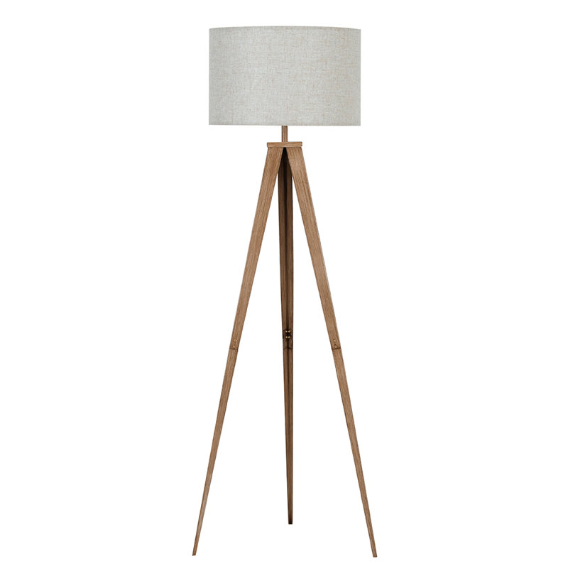 Nalan 61.4'' Tripod Floor Lamp, Walnut, Beige