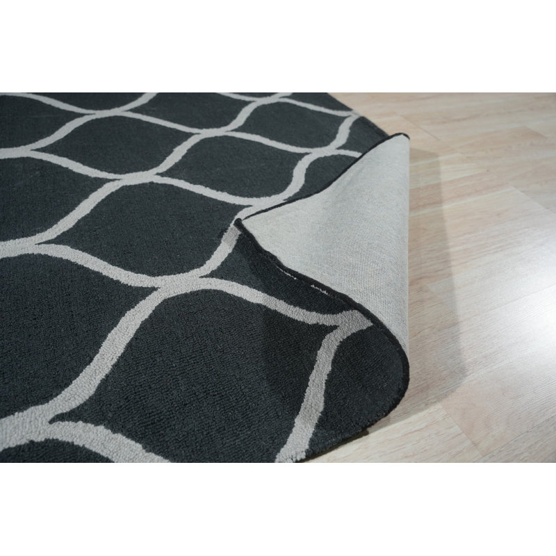 Hand Tufted Wool Area Rug in Blue, Black