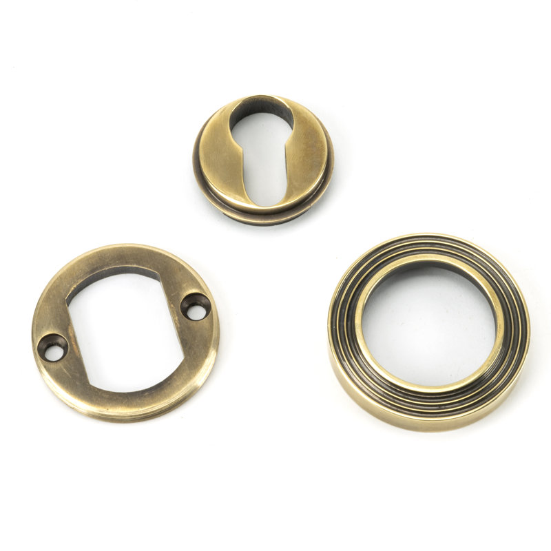Euro Escutcheon Rosette, Aged Brass