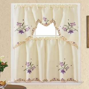 Fruitful Embroidered Kitchen Swag Valances and Tier Curtains