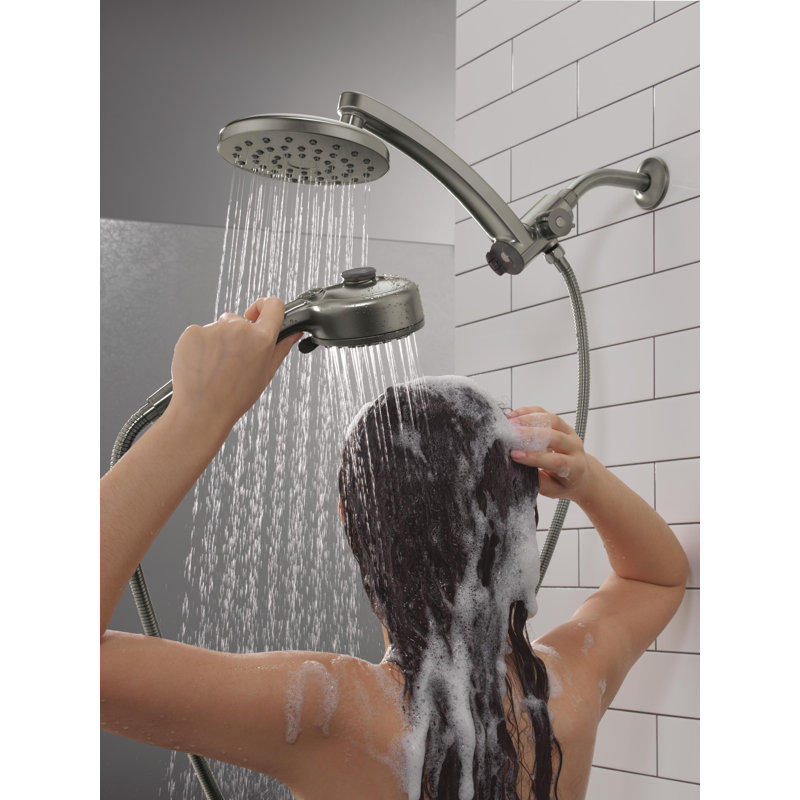 7-Setting PivotPro 3-in-1 Combination Shower Head with ProClean High Pressure Spray 1.75 GPM Black Stainless