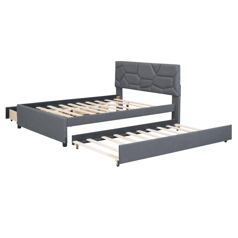 Embra Upholstered Platform Bed, Gray, Queen