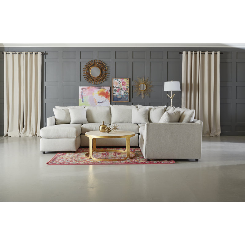 Canapé modulaire en U à 3 pièces de 6 pièces 119 po Cecelia, Tissu natté Capri conversation, Orienté à gauche (vu de face)