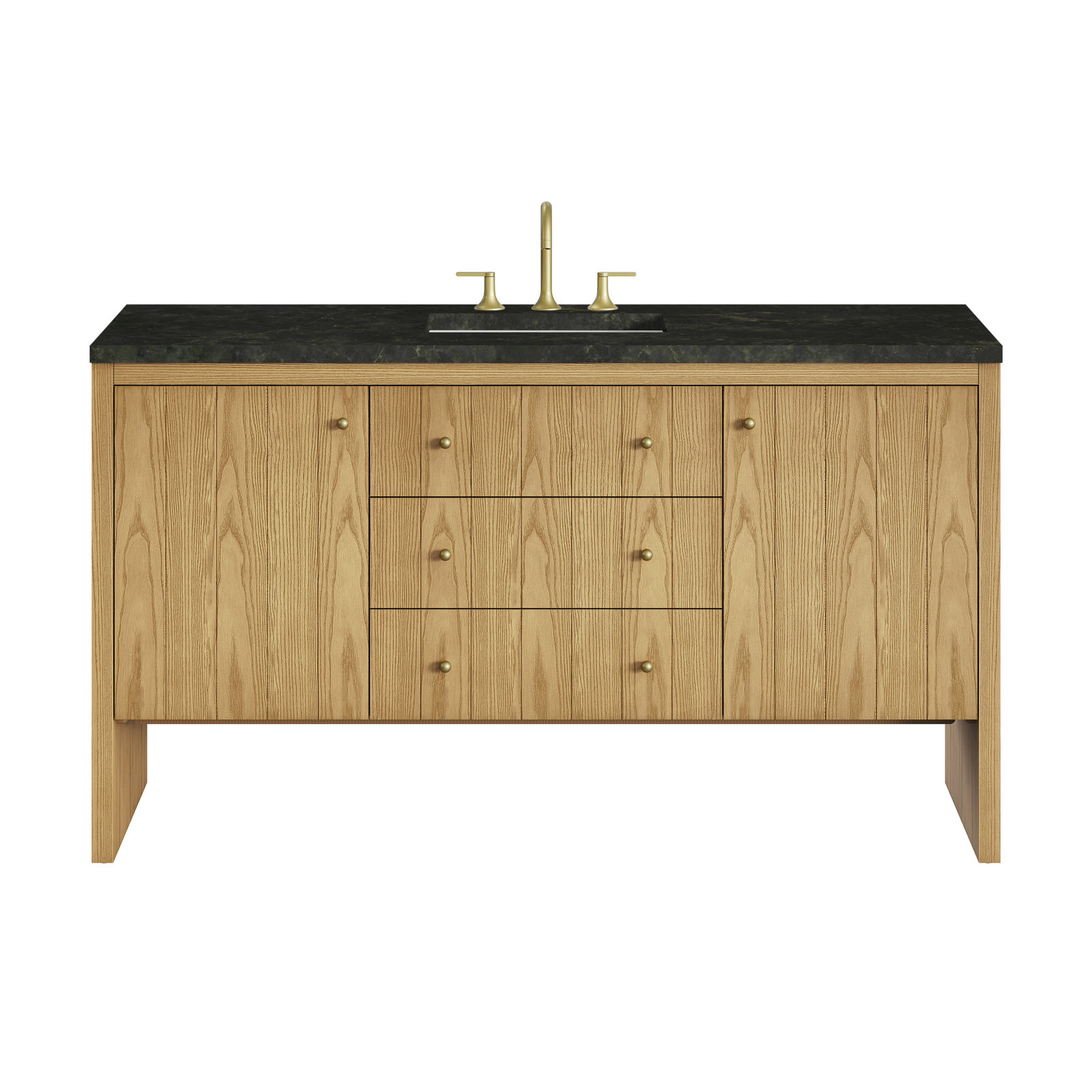 Hudson 60'' Single Bathroom Vanity, Light Natural Oak, Phantome Eclos, 8" Widespread