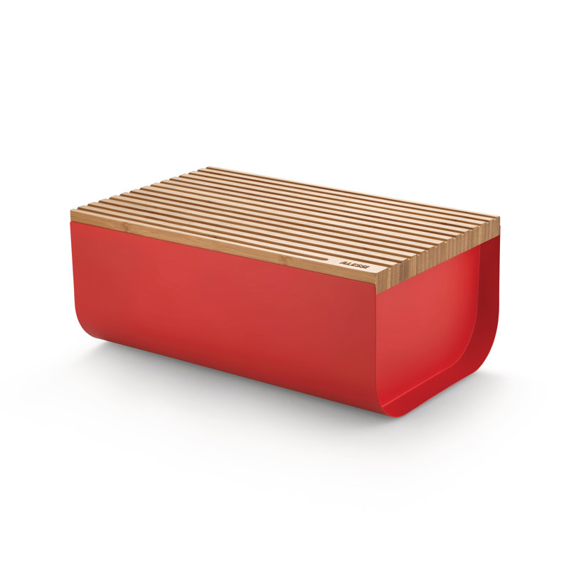 Mattina Epoxy Resin Bamboo Wood Bread Bin, Red/Natural