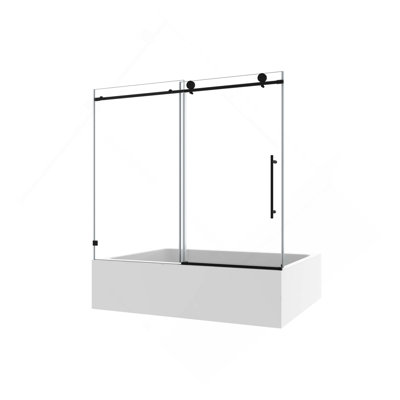 Nano facile à nettoyer avec une porte de douche fixe et une baignoire décalée, grandes poulies en acier inoxydable 304 de 70 mm avec fonction de fermeture en douceur réglable