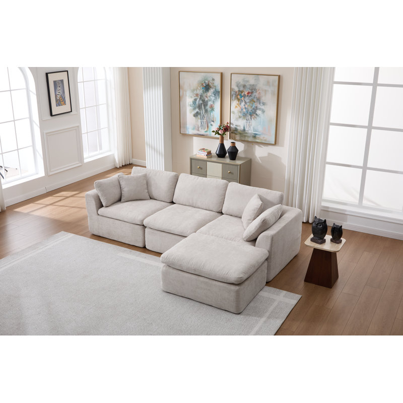 Canapé modulaire rembourré de 79,9 po de largeur avec repose-pieds （