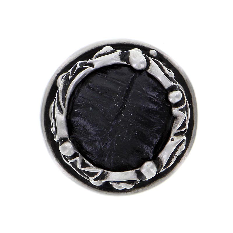 Liscio Mushroom Knob, Black, Antique Nickel