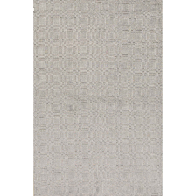 Wool Geometric Area Rug in Dark Gray, Rectangle 5'11" x 9'2"