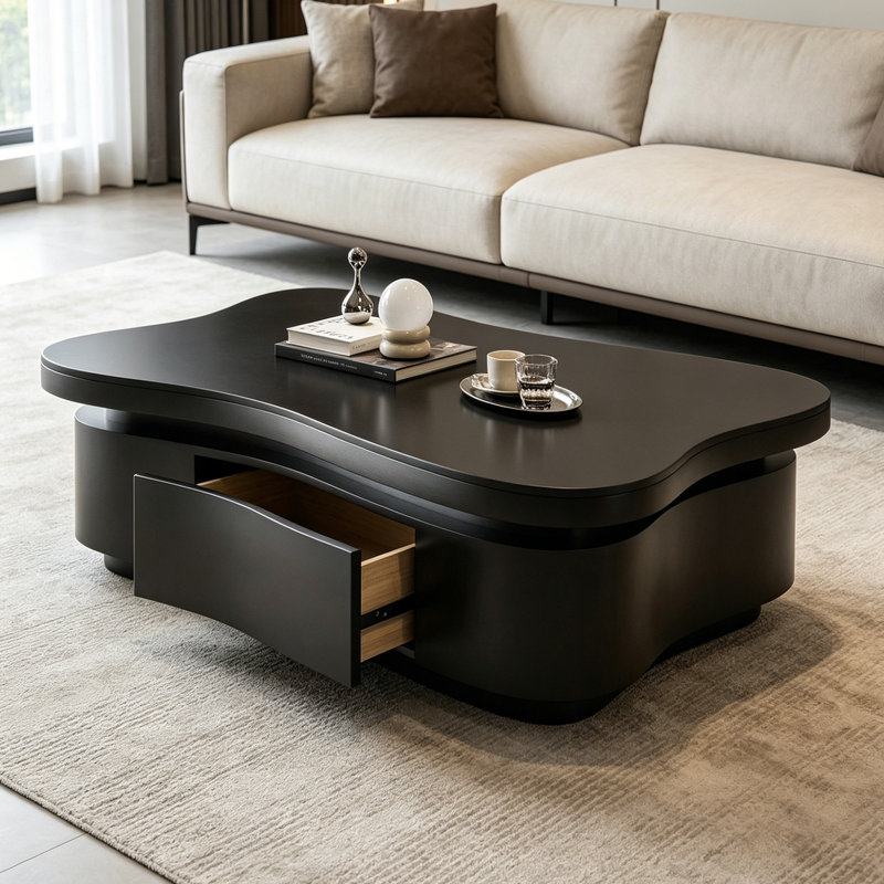 Creative Small Apartment Arc Slate Coffee Table, 12.99" H x 39.37" W x 23.62" D
