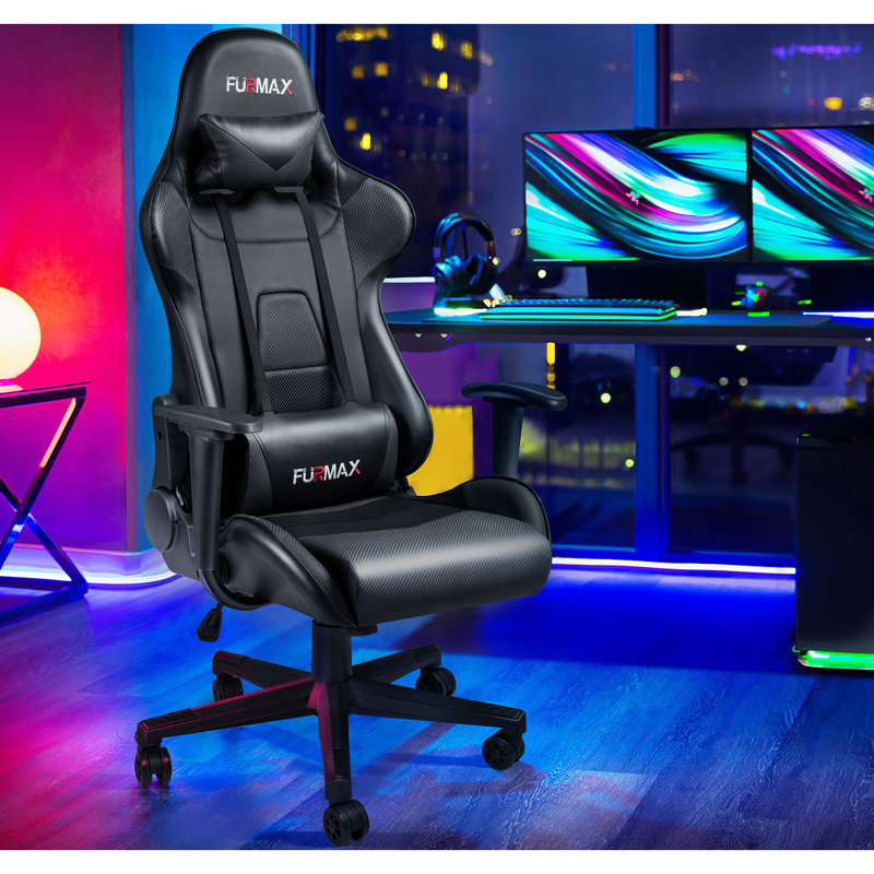 Blue Elephant Adjustable Reclining Ergonomic Faux Leather Swiveling PC & Racing Game Chair, Black