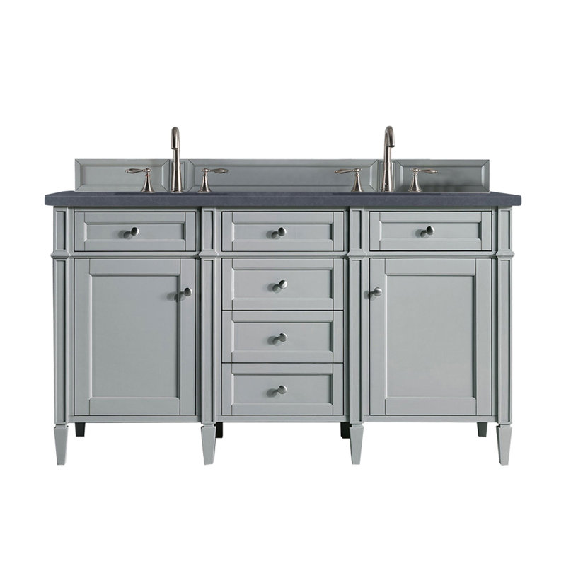 Brittany 60'' W Double Vanity, Urban Gray, Charcoal Soapstone, 8" Widespread