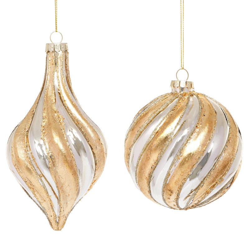 Spiral  Shiny  Ornament - 4-6 Inches Set Of 6