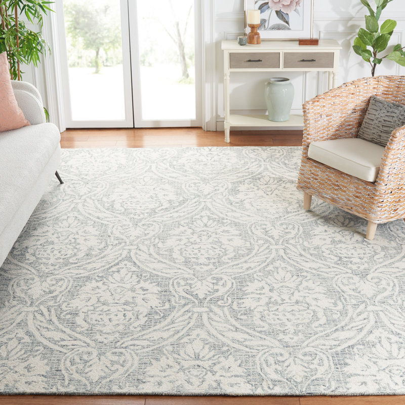 Tapis abstrait ivoire / gris Ladwige 204, Rectangle 8 pi x 10 pi