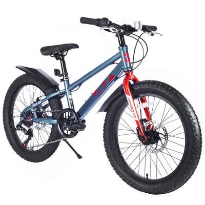 20 Inch Kids Bicycles , Fat Tire Mountain Bike for Boys and Girls Age 5 + Years ,7-Speed Dual-Disc Brake ,Kids Beach and Snow Bicycle