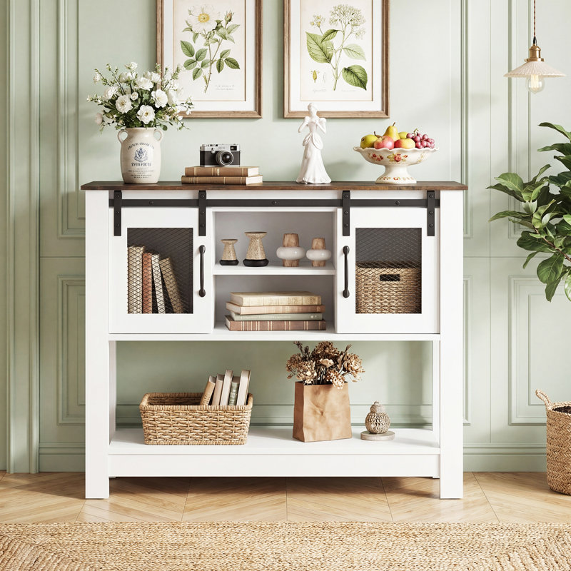 102cm Console Table, Brown/White