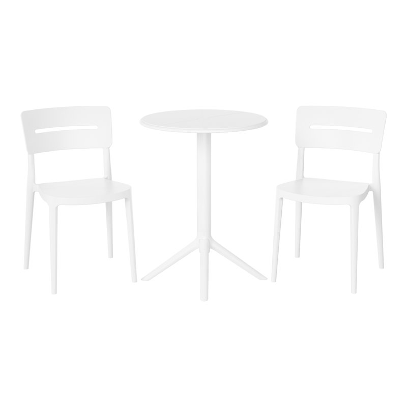 2-Person Outdoor Round Dining Set, White