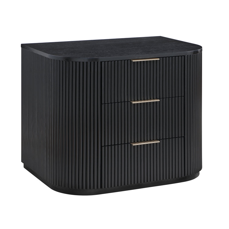 Table de chevet en bois massif Queensbury, Noir