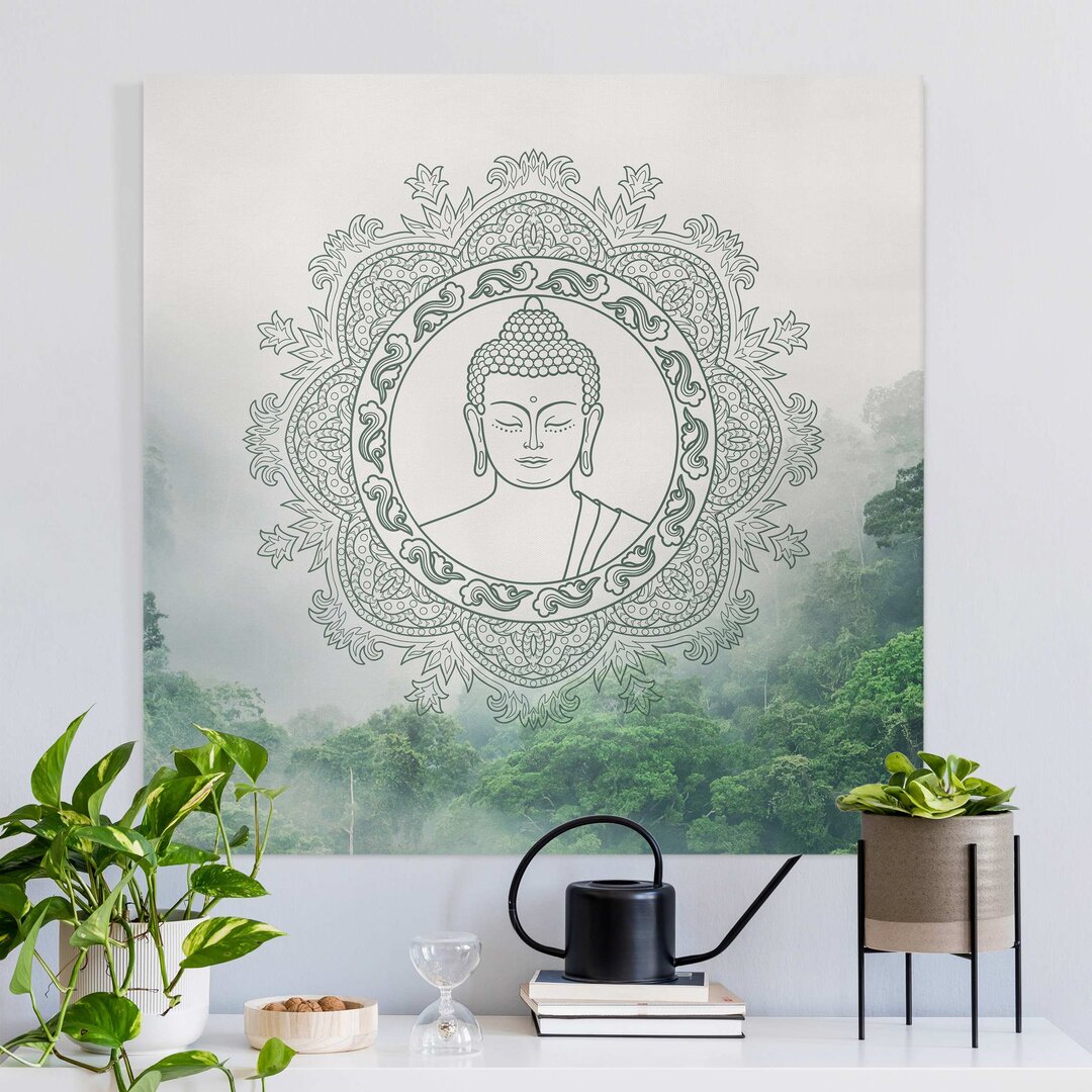 Leinwandbild Buddha Mandala im Nebel