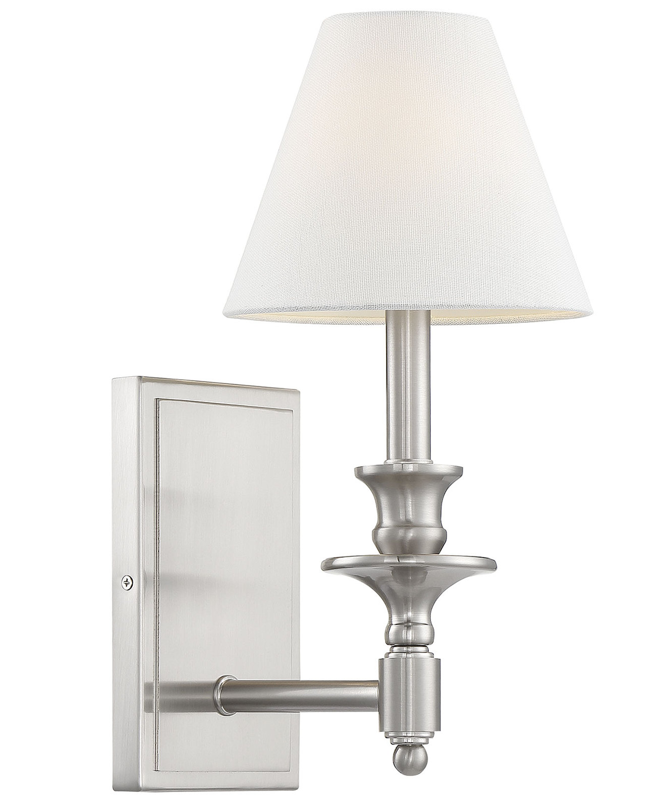 Alarins Single Light Dimmable Armed Sconce, Satin Nickel