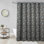  Rideau en lin imprimé à la main pour salle de bain | Rideau de douche Global Boho, tiges Throny, vert
