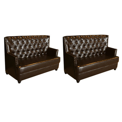 European-style Vintage Restaurant Cafe Bench Faux Leather Upholstered Bench by Visual card holder