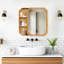 Miroir de pharmacie mural de 31,5 po de hauteur avec cadre en bois et rangement pour la salle de bain Élégante conception de perles, utilitaire durable, armoire de routine à installation rapide avec garniture unique de 24,41 po de profondeur