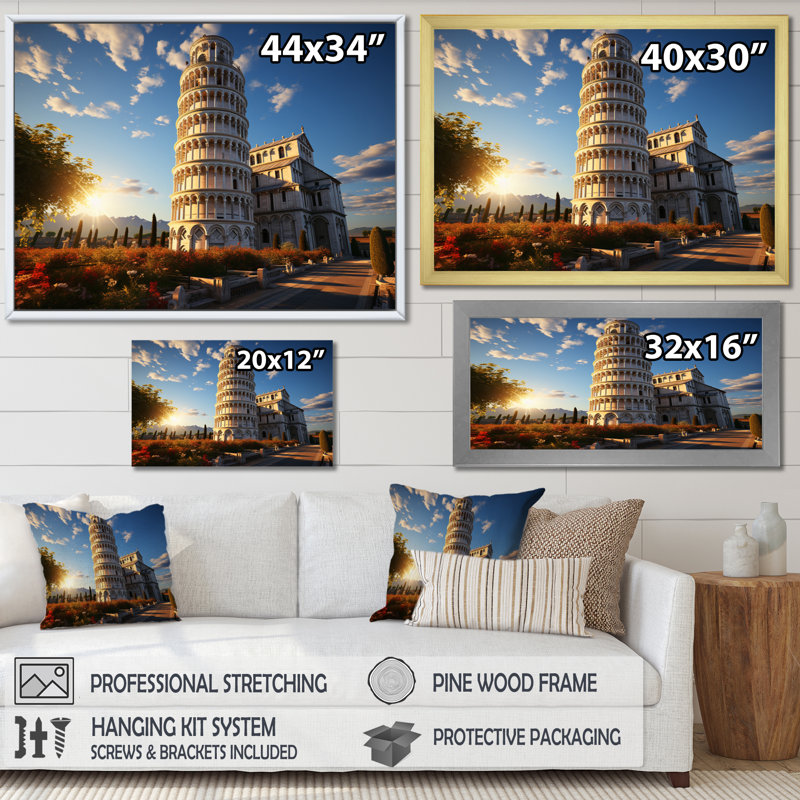 Italy Leaning Tower Of - Italy Wall Art Prints, Toile tendue, H 12 po x l 20 po x P 1 po