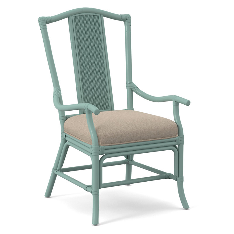 Drury Lane Slat Back Dining Arm Chair, Havana, Eggshell Crypton Performance; 0884-93