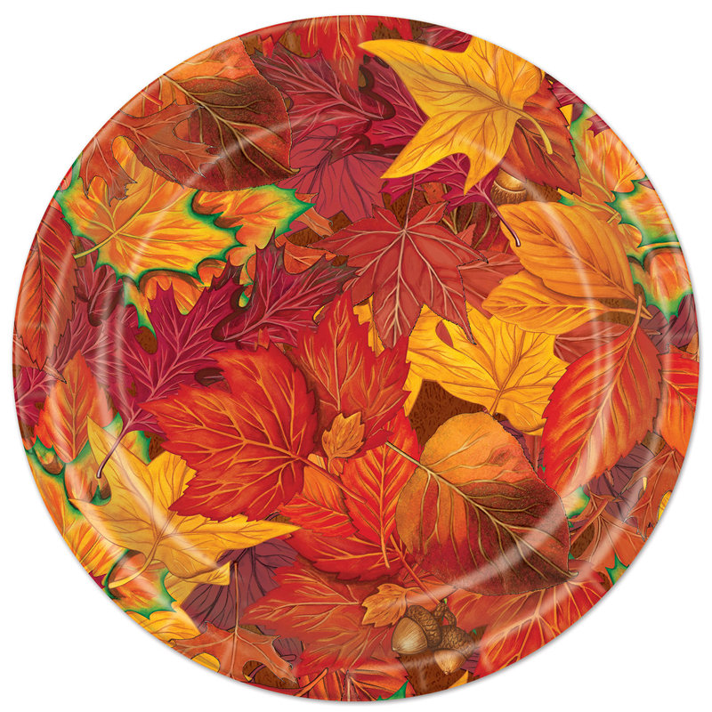 Disposable Paper Thanksgiving Dessert Plate, 7" W x 7" D
