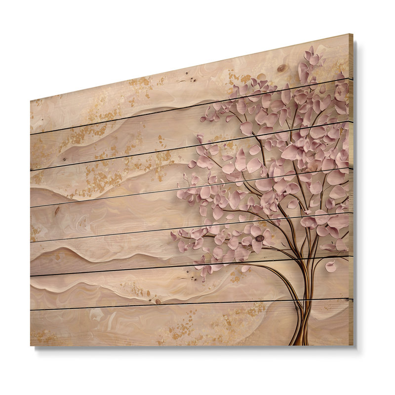 Bloom, arbre d'acacia Horizon I - paysage moderne, impression sur bois brun sur bois de pin naturel