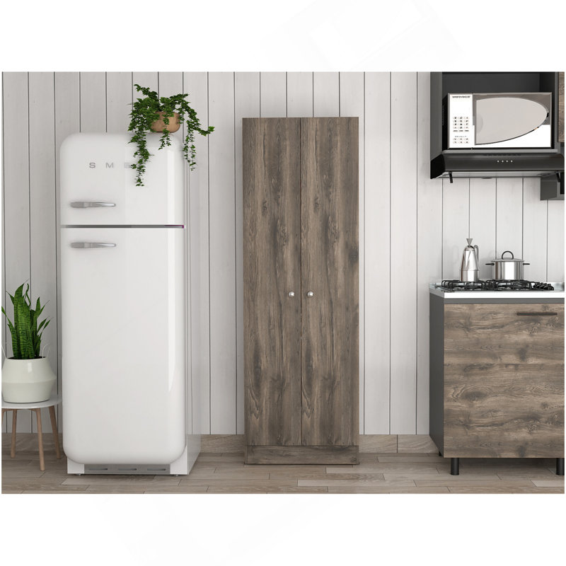 Grande armoire de rangement rectangulaire à 2 portes brun foncé et wengé