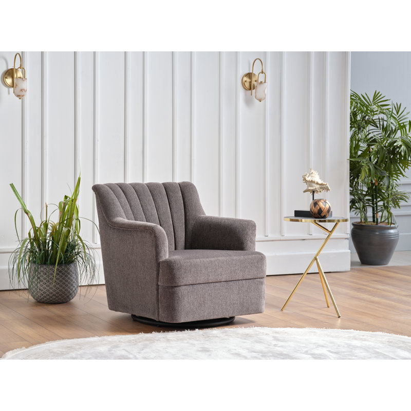 Urbane 31.5'' Wide Swivel Armchair, Gray Polyester Blend