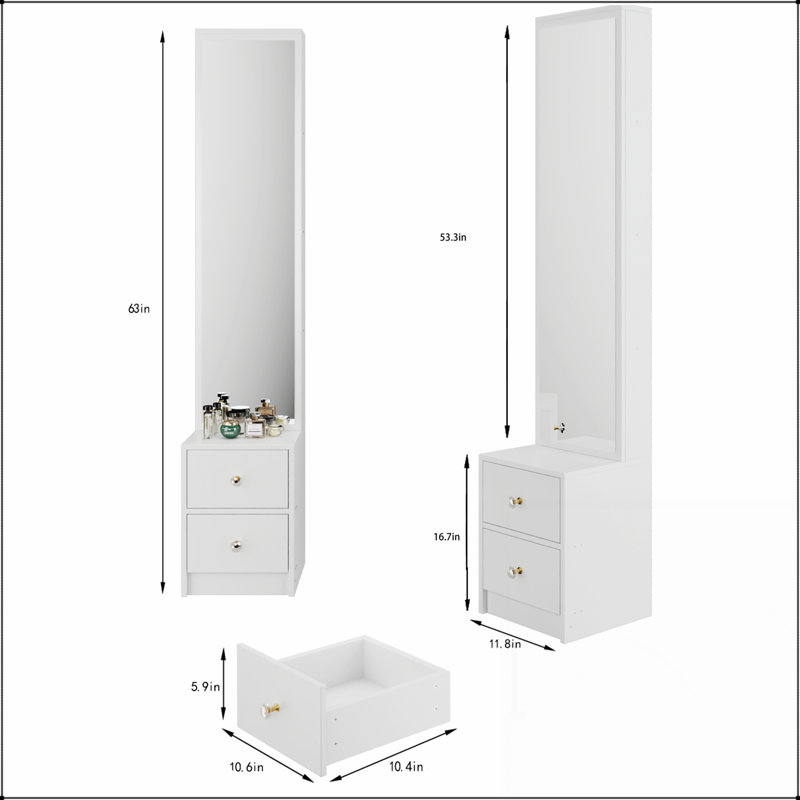 Armoire à miroir simple et élégante avec rangement multicouche, très grand miroir complet et design élégant pour les intérieurs modernes.