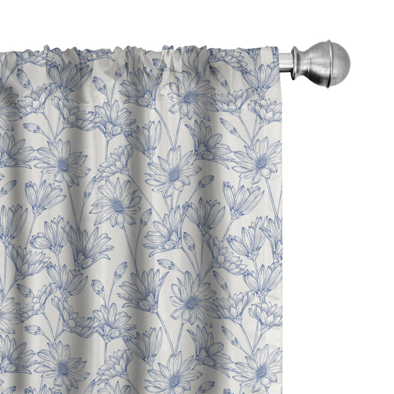 Floral Semi-Sheer Rod Pocket Curtain Panels, 28" W x 84" L