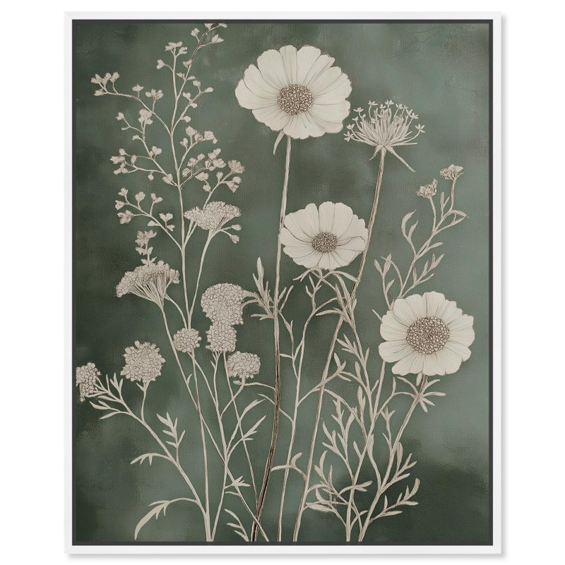 Art floral sur toile Airy Green Garden Spring par Art Remedy, H 21 po x l 17 po, Cadre blanc